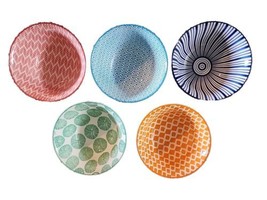 Selamica Bowks Assorted Color  6&quot; Round Set Of  5 Vibrant Patterns - £36.95 GBP