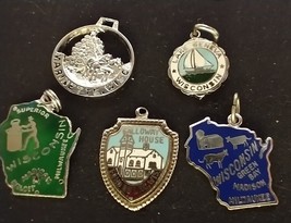 5 Sterling Silver WisconsinThemed Charms for Bracelet VINTAGE - £19.78 GBP