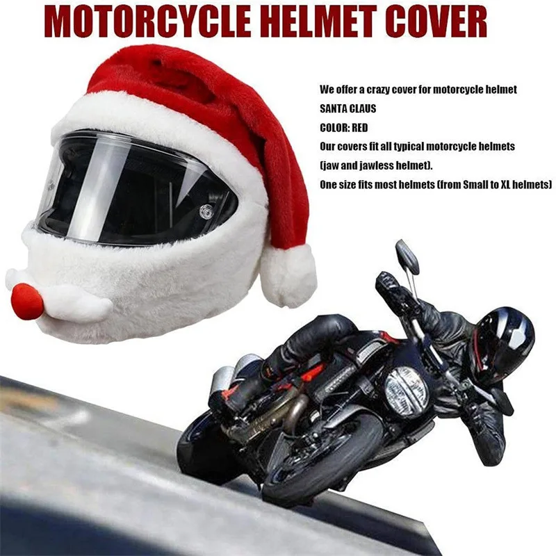Christmas Motorcycle Helmet Cover - Santa Claus Plush Decoration - $14.24