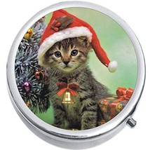 Christmas Kitty Medicine Vitamin Compact Pill Box - $9.78