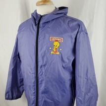 Looney Tunes Tweety Bird Vintage Windbreaker Jacket Hooded Womens XL Purple 90&#39;s - $21.99