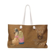 Personalised Weekender Bag, Western, Just a Girl Who loves Horses, Girl sitting  - $48.89