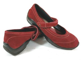 Ariat Red Suede Mary Jane Hook and Loop Slip On Ballet Toe Loafer Shoes Size 9B - £25.24 GBP