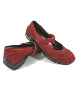 Ariat Red Suede Mary Jane Hook and Loop Slip On Ballet Toe Loafer Shoes ... - $31.68