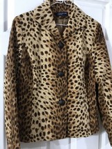 Jones New York Leopard Jacket Sz 10 Animal Print Brown Black EUC - $80.02