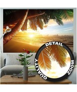 Great Art Mural Wallpaper - Sandy Beach at Sunset, Palm Trees 82.7x55 Inch - $42.56