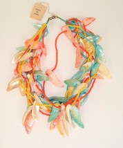 Vtg Colorful dyed shells &amp; glass beads 9 strands NOS necklace India Beach Boho - £19.74 GBP