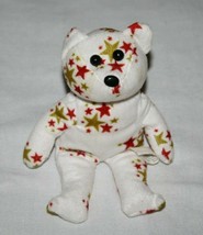 Starry Starry Teddy Bear 7&quot; Plush White Red Gold Stars Bean Bag Stuffed ... - $7.80