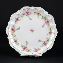 MZ Austria Pink and Yellow Carnations Plate, Antique c1900 933 Deep Scallop 9&quot; - £15.98 GBP