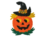 VINTAGE MELTED PLASTIC POPCORN HALLOWEEN ORANGE PUMPKIN FACE HAND MADE D... - £37.21 GBP