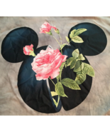 Disney women M shirt tie-dye grays mickey head with pink roses short sleeve - £12.61 GBP