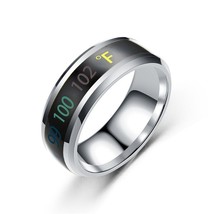 Hot Sale Black Blue Gold Silver Color Stainless Steel Temperature Rings For Men  - £8.66 GBP