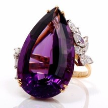 4Ct Pear Cut CZ Amethyst Solitaire Engagement Ring 14K Rose Gold Plated - £89.91 GBP