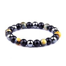 Men Women Bracelets Beads Tiger Eye Natural Stone Bracelets for Charm Bracelets  - $11.62