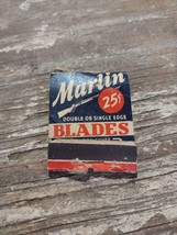 OLD Marlin Firearms Gun Rifle Co. Shaving Blades matchbook cover NEW HAVEN CONN. - £3.13 GBP