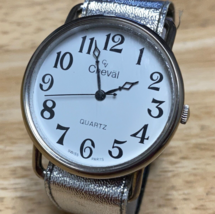 Vintage Cheval Quartz Watch Men Silver White Easy Read Swiss Parts New Battery - £21.25 GBP