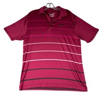 Under Armour Mens Large The Playoff Polo Short Sleeve Burgundy Stripes Golf - £15.45 GBP