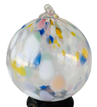 Art Glass Hand Blown Christmas Ornament Orb Ball Sun Catcher Spotted 3.5” OOAK - £18.19 GBP