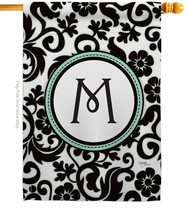 Damask M Initial House Flag Simply Beauty 28 X40 Double-Sided Banner - £29.55 GBP