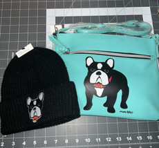 Marc Tetro Boston Terrier Crossbody Bag &amp; Beanie Hat Boxed Set NWT - £38.91 GBP