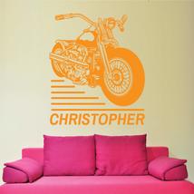 Classic Bike Boy Name Personalized Wall Sticker Decal-Chopper Motorcycle... - £78.21 GBP