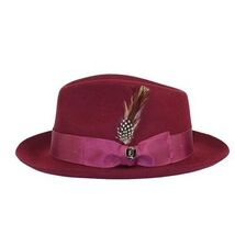 Mens Bruno Capelo Hat Australian Wool Fedora Teardrop Crown Fabio FB226 Burgundy image 3