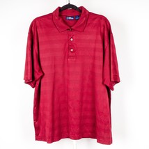 PGA Tour Polo Shirt XL Mens Dark Red Striped Short Sleeve Golf - £15.40 GBP
