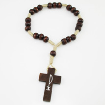 12pcs of Brown wood beads rosary bracelet with 7 sets of 3 beads each - $20.55