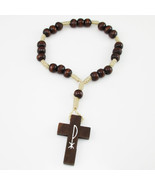 12pcs of Brown wood beads rosary bracelet with 7 sets of 3 beads each - £16.37 GBP
