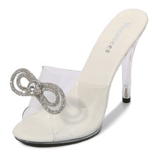 Transparent Slides Women Shoes New Design Summer Fluffy Feather Stiletto Shoes 1 - £39.67 GBP