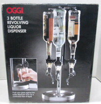 New Open Box OGGI 3 Bottle Revolving Liquor Dispenser in Stainless Steel - £20.53 GBP