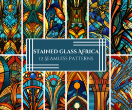 Art Nouveau Stained Glass Patterns - Pack of 12 - West African Ankara In... - £4.03 GBP