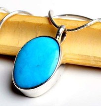 Natural Sleeping Beauty Turquoise Pendant-Sterling Silver Pendant Necklace Women - £30.77 GBP