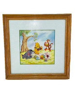 Vintage Disney Winnie The Pooh Summer Picnic Framed Print Eeyore Piglet ... - $29.95