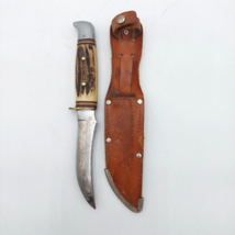 Vtg York Cutlery Solingen Germany 644 Fixed Blade Knife &amp; Sheath Hunting Skinner - $76.91