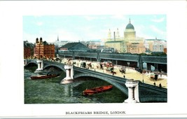 Blackfriars Bridge London England Vintage Postcard w Horses Buggies Boats - £11.63 GBP