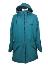 Land&#39;s End Coat Jacket Womens M Fleece Lined Teal Drawstring Waist &amp; Hood Zipper - £26.43 GBP