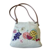 VTG Cherokee Embroidered Bead Pineapple Grapes Fruit Purse Shoulder Handbag - $18.80