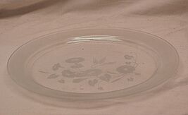 Clear Glass Platter Frosted Hummingbird Flowers &amp; Rim - $29.69