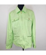 Chaps Denim Lime Green Zip Long Sleeve Jean Cotton Jacket Womens 1X Vibrant - $20.06 CAD
