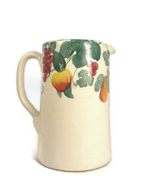 Pier 1 Exclusive Handpainted Pitcher Fruits Vine Grapes Peach Pear 8&quot; Italy - £39.17 GBP