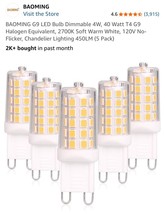 G9 LED Bulb Daylight Dimmable 4W, 40W T4 G9 Halogen Equivalent,6000K 120... - €12,65 EUR G9 LED Bulb Daylight Dimmable 4W, 40W T4 G9 Halogen Equivalent,6000K 120... - €12,65 EUR
