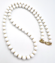 Vintage Napier White Gold Tone Beaded Necklace PAT 4.774.743 - £17.13 GBP