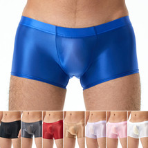 Mens Shiny Satin Glossy Boxer Briefs Bulge Pouch Panties Shorts Trunks Underwear - £6.46 GBP
