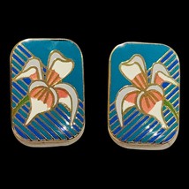 Laurel Burch IRIS shades of Blue/  cream color accents  22k Gold Plated Earrings - £14.94 GBP