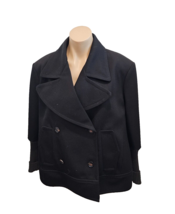 CHLOE Black Oversized Wool Double Breasted Blazer with Knitting at Sleev... - $699.99