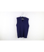 Vintage 60s 70s Streetwear Boys 20 Distressed Blank Knit Sweater Vest Bl... - $367.41 MXN