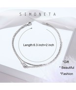White Gold Plated 925 Sterling Silver Cubic Zirconia 6 mm Bracelet Doubl... - £14.80 GBP