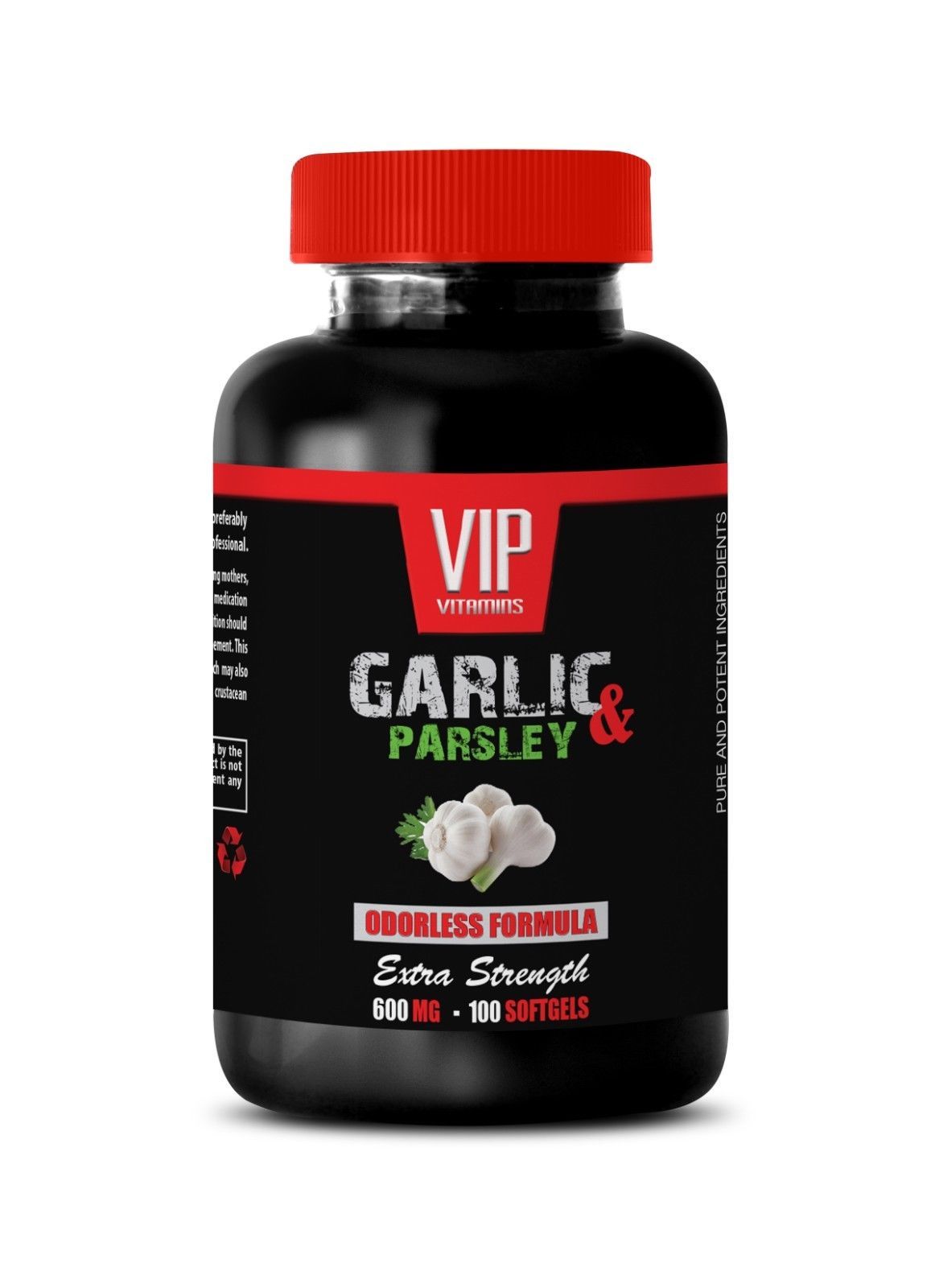 Primary image for heart health capsules, ODORLESS GARLIC & PARSLEY 600mg, reduce blood pressure 1B