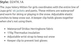 JOPA Sport Mitten Gloves Kids Girls Small Hot Pink Black 4 5 Lined WORN ONCE - £6.51 GBP